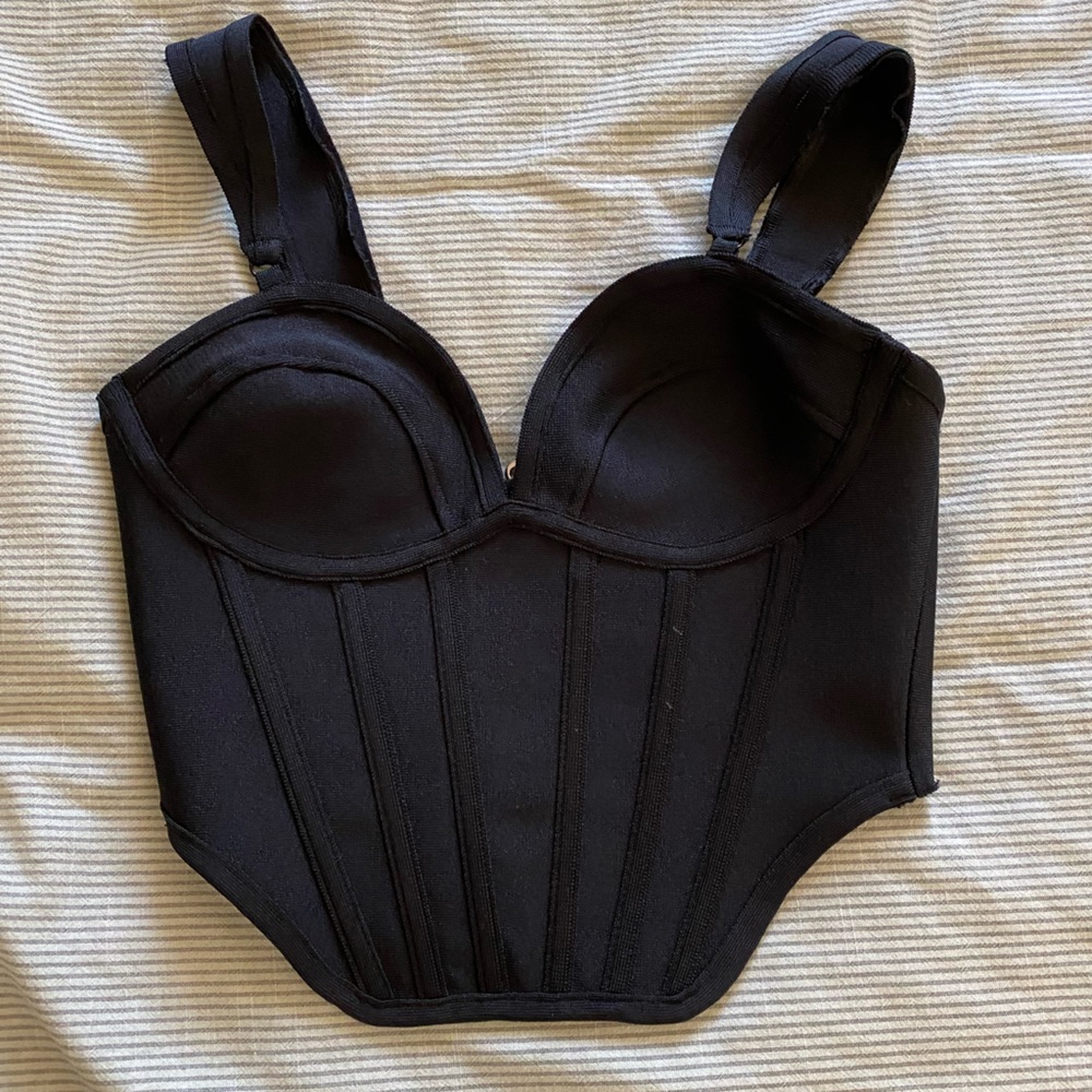 Pretty Little Thing Black Corset Top